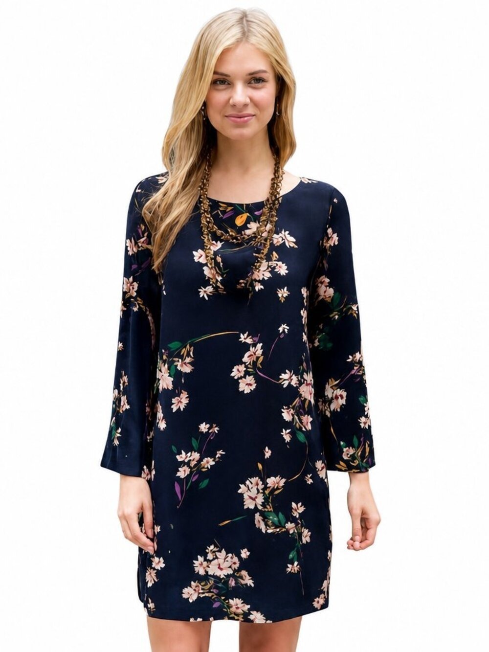 Lulus Navy Pink Floral Shift Dress Size Medium